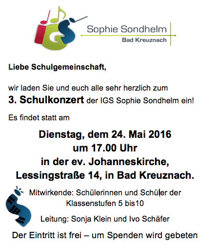 Einladung Schulkonzert